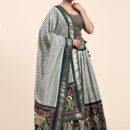 Phenav Embellished Mirror Work Silk Ready To Wear Lehenga  Blouse With Dupatta