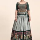 Phenav Embellished Mirror Work Silk Ready To Wear Lehenga  Blouse With Dupatta