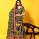 Phenav Printed Mirror Work Ready To Wear Lehenga  Blouse With Dupatta