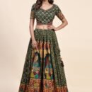 Phenav Printed Mirror Work Ready To Wear Lehenga  Blouse With Dupatta