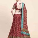 Phenav Embroidered Kalamkari Ready to Wear Lehenga  Blouse With Dupatta