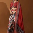Phenav Printed Mirror Work Ready To Wear Lehenga  Blouse With Dupatta