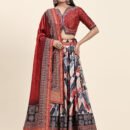 Phenav Printed Mirror Work Ready To Wear Lehenga  Blouse With Dupatta