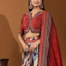 Phenav Printed Mirror Work Ready To Wear Lehenga  Blouse With Dupatta