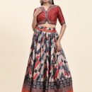 Phenav Printed Mirror Work Ready To Wear Lehenga  Blouse With Dupatta