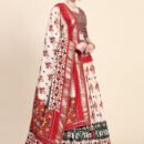 Ikkat Lehnga With Fine Embroiderd Blouse &Ikkat Duptta With Waist Belt.