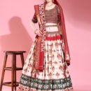 Ikkat Lehnga With Fine Embroiderd Blouse &Ikkat Duptta With Waist Belt.