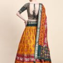 Ikkat Lehnga With Fine Embroiderd Blouse &Ikkat Duptta With Waist Belt.