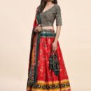 Phenav Printed Mirror Work Ready To Wear Lehenga  Blouse With Dupatta