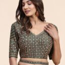 Phenav Printed Mirror Work Ready To Wear Lehenga  Blouse With Dupatta