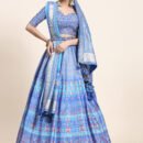 Floral Kalamkari Desighn With Nice Embroiderd Blouse.