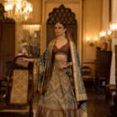 German Blue Lehnga With Maroon Blouse,Combination Duptta &Sequence Work