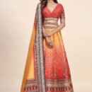 Phenav Embellished Mirror Work Silk Ready To Wear Lehenga  Blouse With Dupatta
