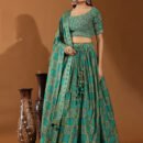 Phenav Printed Embellished Mirror Work Ready To Wear Lehenga  Blouse With Dupatta