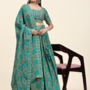 Phenav Printed Embellished Mirror Work Ready To Wear Lehenga  Blouse With Dupatta