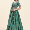 Phenav Printed Embellished Mirror Work Ready To Wear Lehenga  Blouse With Dupatta