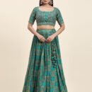 Phenav Printed Embellished Mirror Work Ready To Wear Lehenga  Blouse With Dupatta