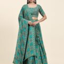 Phenav Printed Embellished Mirror Work Ready To Wear Lehenga  Blouse With Dupatta
