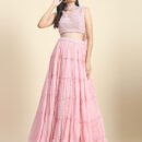 Phenav Pink Embroidered Beads and Stones Ready to Wear Lehenga  Blouse With Dupatta