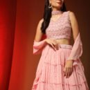 Phenav Pink Embroidered Beads and Stones Ready to Wear Lehenga  Blouse With Dupatta