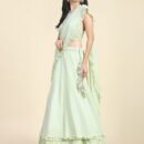 Phenav Green  Gold-Toned Embroidered Thread Work Ready to Wear Lehenga  Blouse With Dupatta