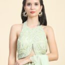 Phenav Green  Gold-Toned Embroidered Thread Work Ready to Wear Lehenga  Blouse With Dupatta