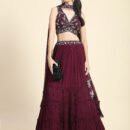 Phenav Maroon  Silver-Toned Embroidered Sequinned Ready to Wear Lehenga  Blouse With Dupatta
