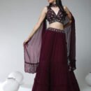 Phenav Maroon  Silver-Toned Embroidered Sequinned Ready to Wear Lehenga  Blouse With Dupatta