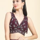 Phenav Maroon  Silver-Toned Embroidered Sequinned Ready to Wear Lehenga  Blouse With Dupatta