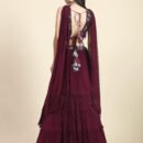 Phenav Maroon  Silver-Toned Embroidered Sequinned Ready to Wear Lehenga  Blouse With Dupatta