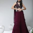 Phenav Maroon  Silver-Toned Embroidered Sequinned Ready to Wear Lehenga  Blouse With Dupatta