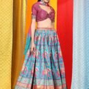 Phenav Printed Mirror Work Ready to Wear Lehenga  Blouse With Dupatta