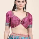 Phenav Printed Mirror Work Ready to Wear Lehenga  Blouse With Dupatta