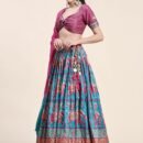 Phenav Printed Mirror Work Ready to Wear Lehenga  Blouse With Dupatta