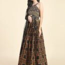 Phenav Black Ethnic Motifs Print Gown