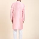 Men Solid Dupion Silk Straight Kurta,Pink