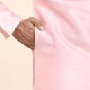 Men Solid Dupion Silk Straight Kurta,Pink