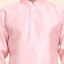 Men Solid Dupion Silk Straight Kurta,Pink