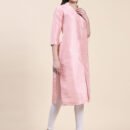 Women Solid Dupion Silk Straight Kurta,Pink