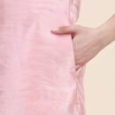 Women Solid Dupion Silk Straight Kurta,Pink