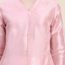 Women Solid Dupion Silk Straight Kurta,Pink
