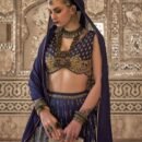 Navy Blue Printed Cotton Lehenga Set