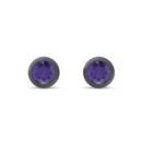 Dexter Minimal Black Amethyst Studs- Fine Ruthenium-Plated