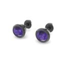 Dexter Minimal Black Amethyst Studs- Fine Ruthenium-Plated