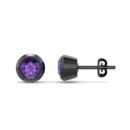 Dexter Minimal Black Amethyst Studs- Fine Ruthenium-Plated