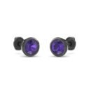 Dexter Minimal Black Amethyst Studs- Fine Ruthenium-Plated