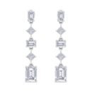 Sage Mixed Cut Dangle Drop Earrings In Silver - 925 Sterling Silver