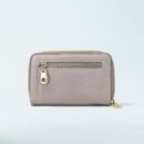 RI2K Genuine Smooth Light Grey Leather Zip Around Purse
