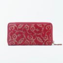 RI2K Genuine Leather Red With Lazer Cut Leather Zip Around Purse