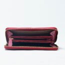 RI2K Genuine Leather Red With Lazer Cut Leather Zip Around Purse